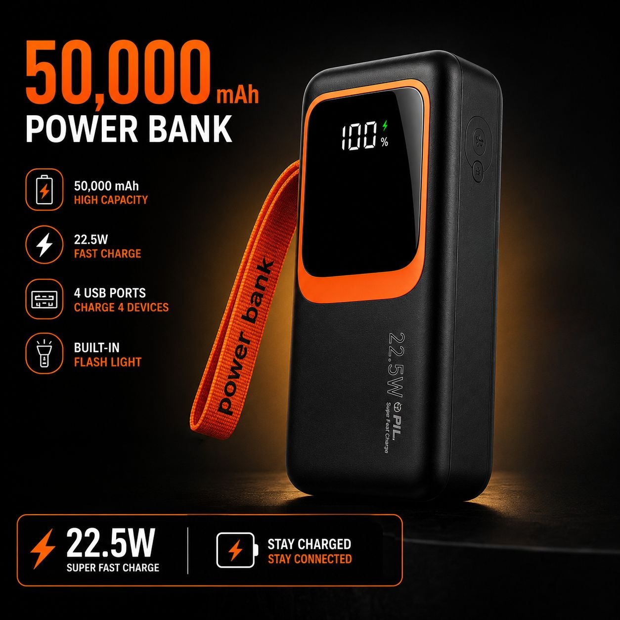 50000mAh Ultra High Capacity Power Bank – 22.5W Super Fast Charging